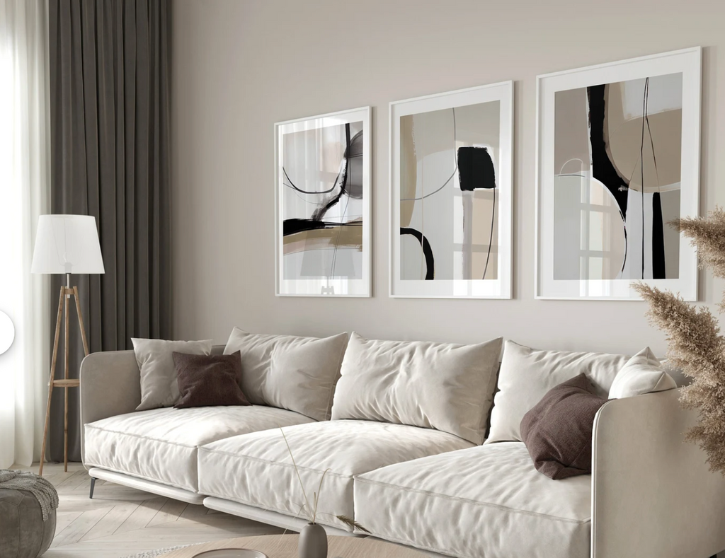 Black and Beige Abstract Poster Set