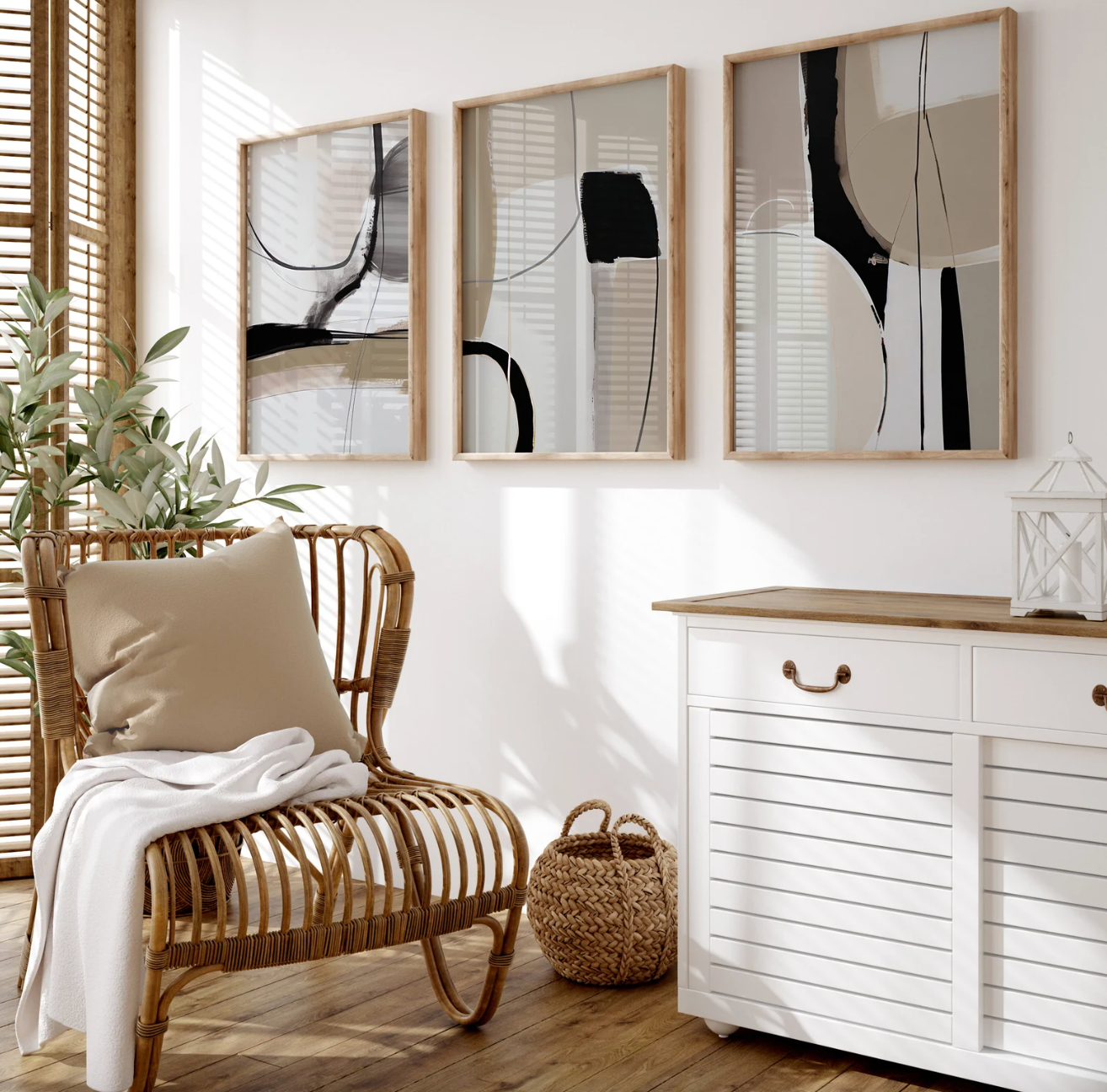 Black and Beige Abstract Poster Set