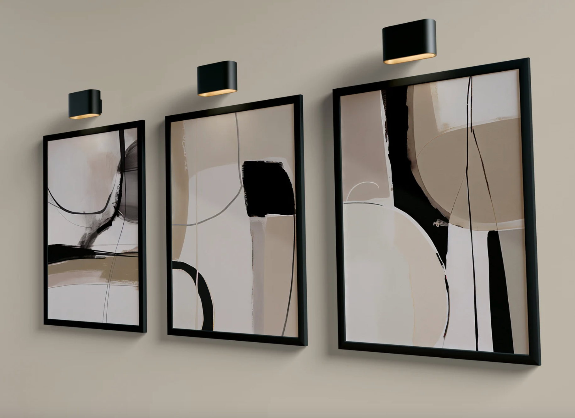 Black and Beige Abstract Poster Set