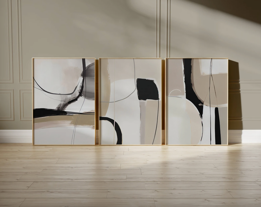 Black and Beige Abstract Poster Set