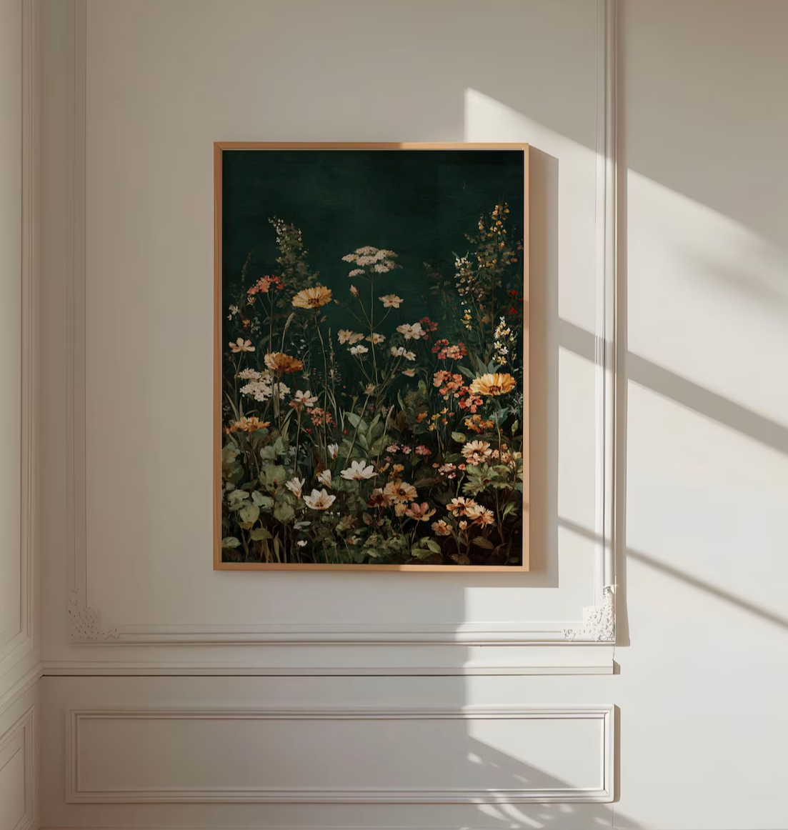 Dark Green Wildflowers Poster