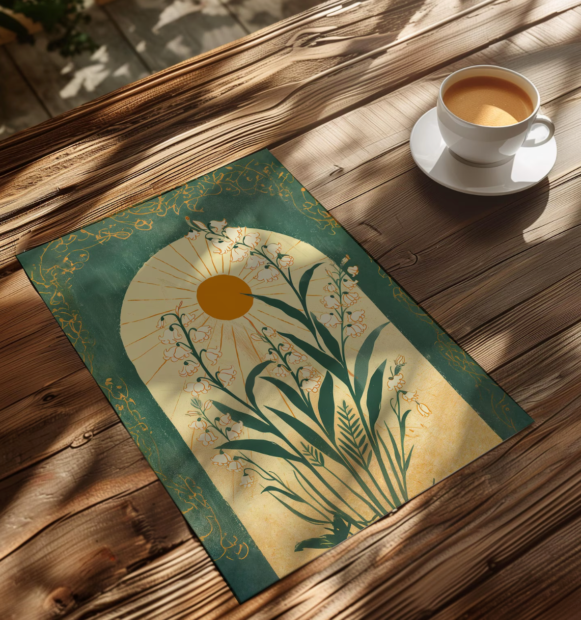 Green Sun Art Poster