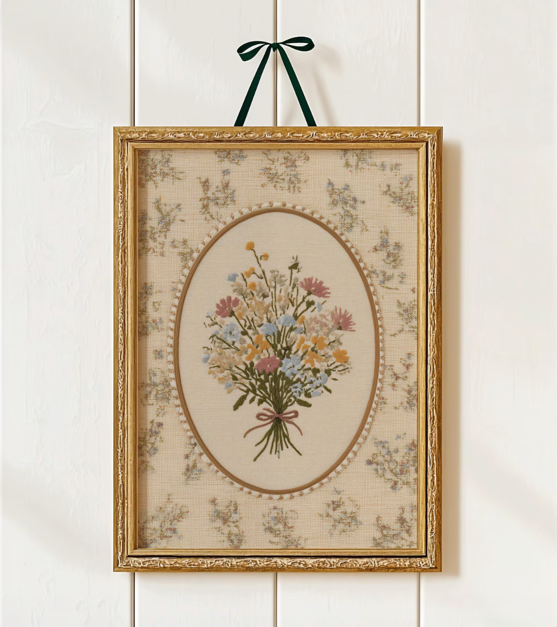 Vintage Embroidered Wildflower Poster