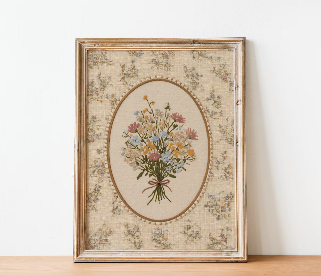 Vintage Embroidered Wildflower Poster
