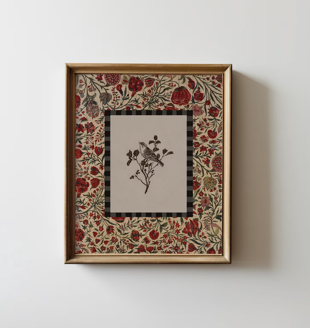 Vintage Botanical Bird Poster