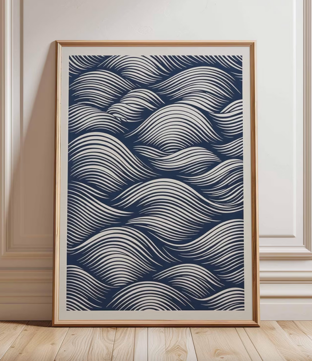 Minimalist Wave Line Art Poster