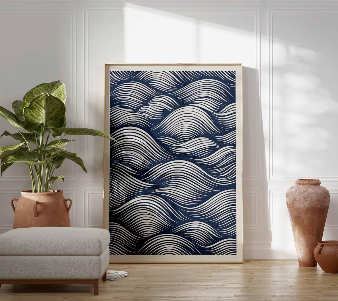 Minimalist Wave Line Art Poster
