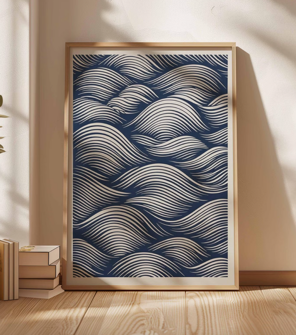 Minimalist Wave Line Art Poster
