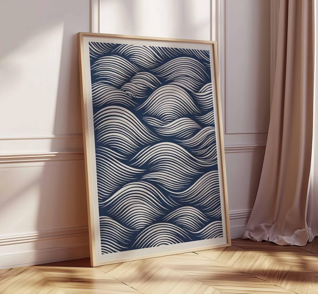 Minimalist Wave Line Art Poster