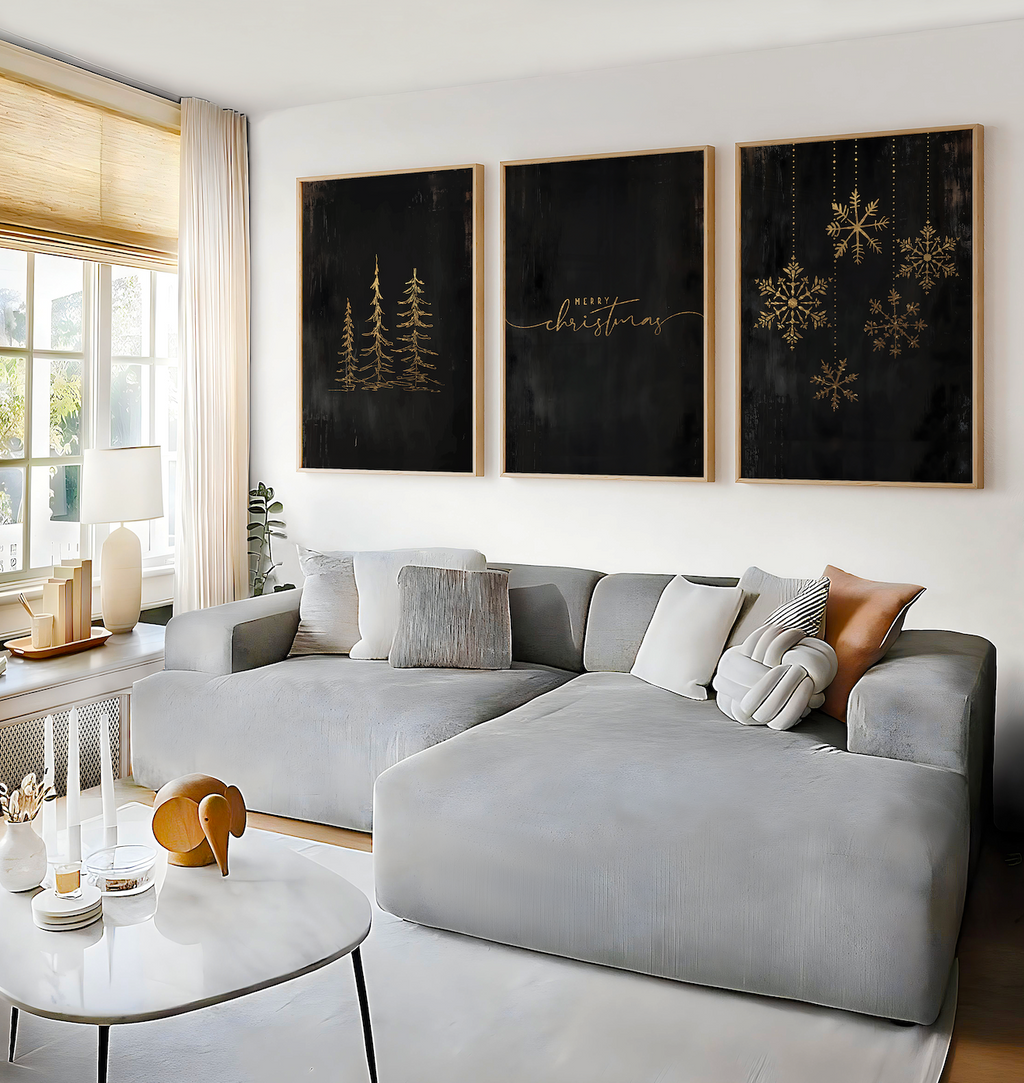 Moody Christmas Wall Art Set of 3