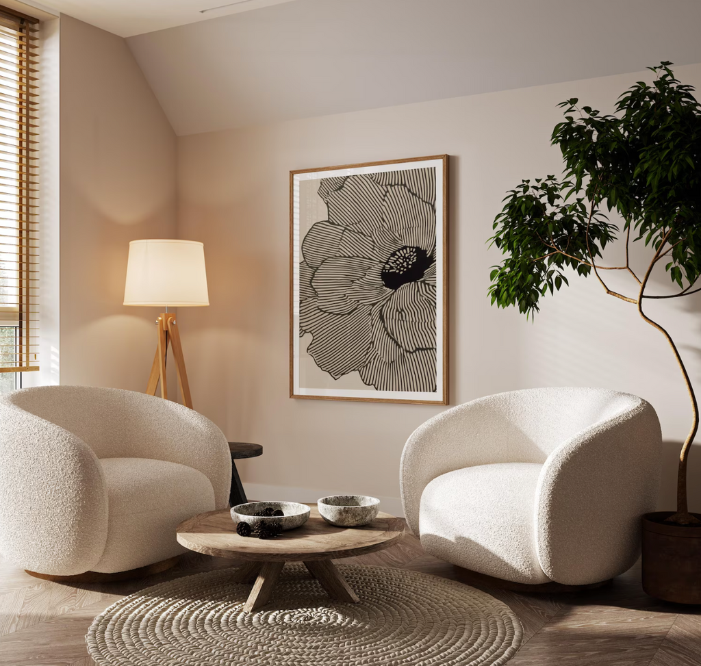 Minimalist Black and Beige Flower Poster