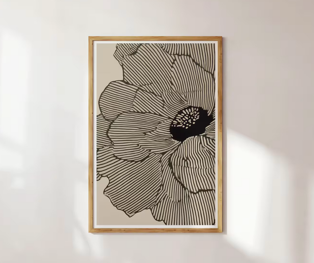 Minimalist Black and Beige Flower Poster