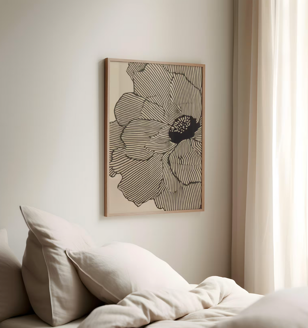 Minimalist Black and Beige Flower Poster