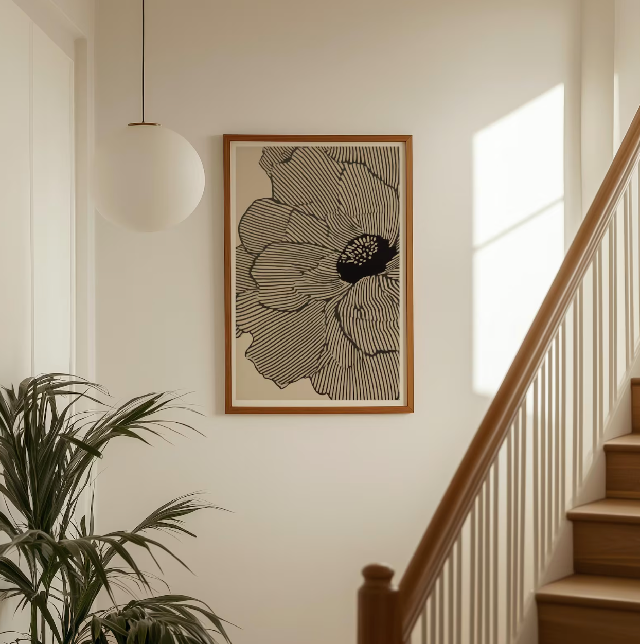 Minimalist Black and Beige Flower Poster