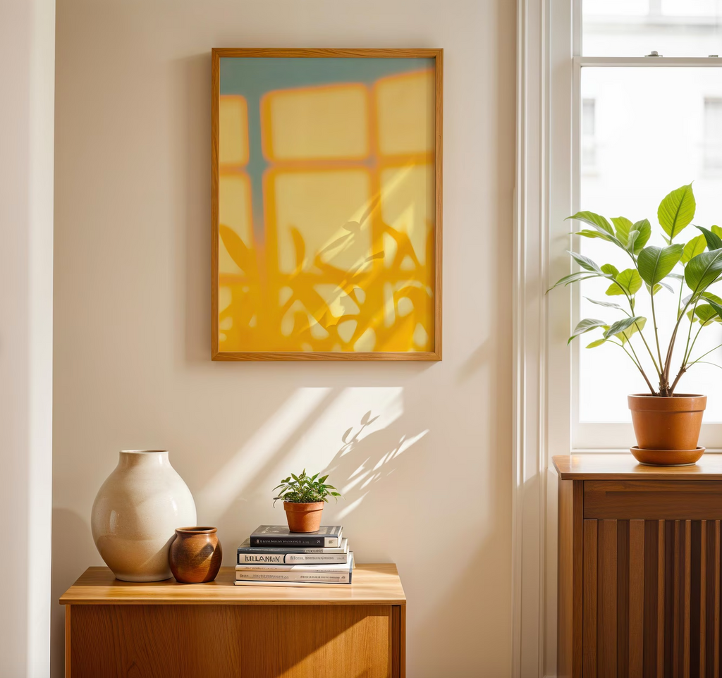 Golden Sunlight Plant Shadow Poster