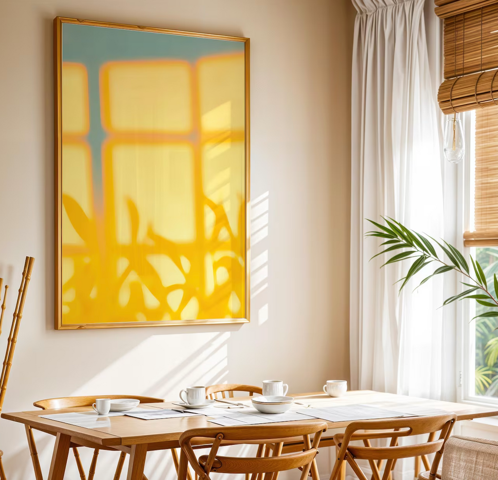 Golden Sunlight Plant Shadow Poster