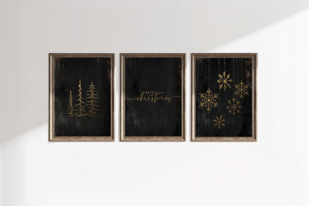 Moody Christmas Wall Art Set of 3