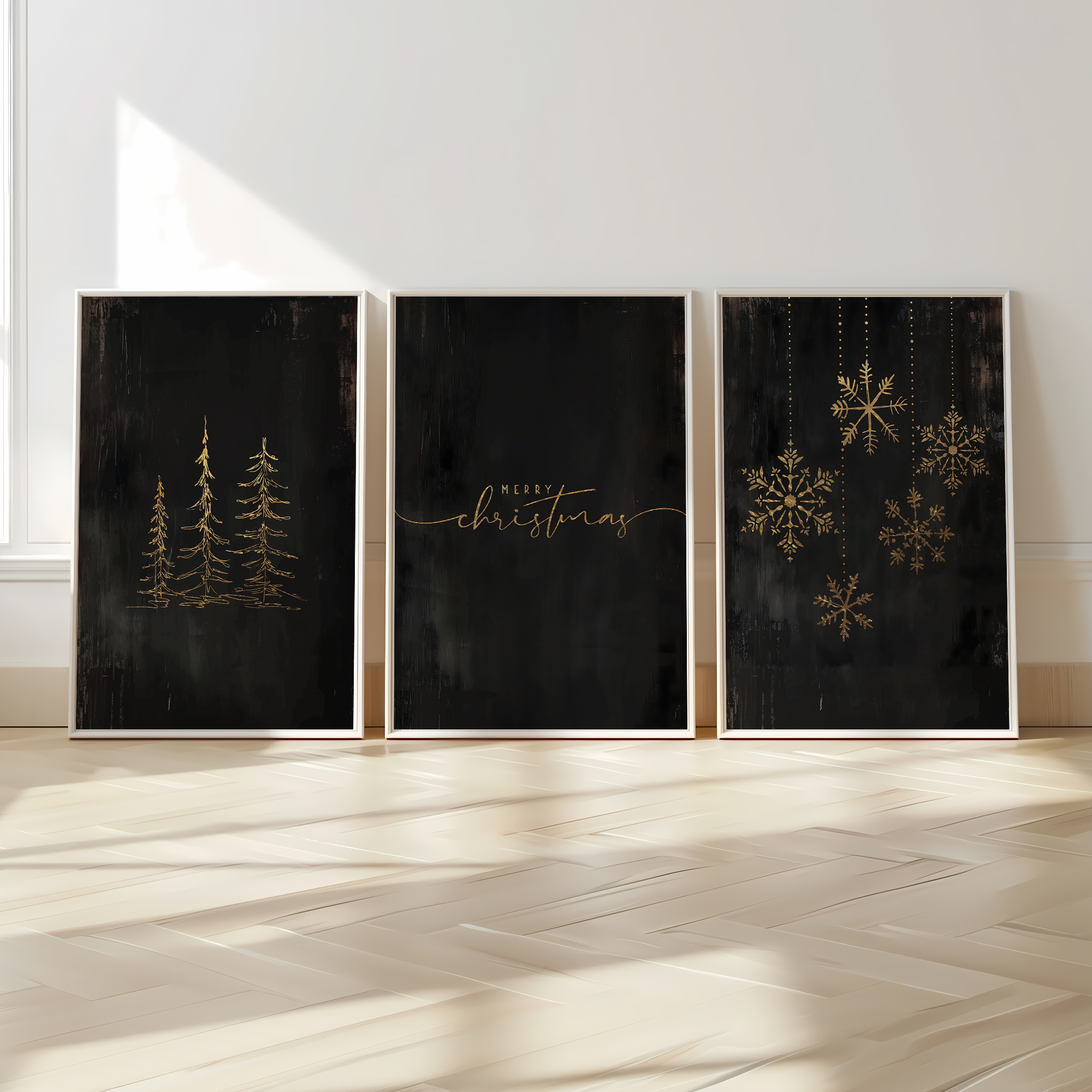 Moody Christmas Wall Art Set of 3